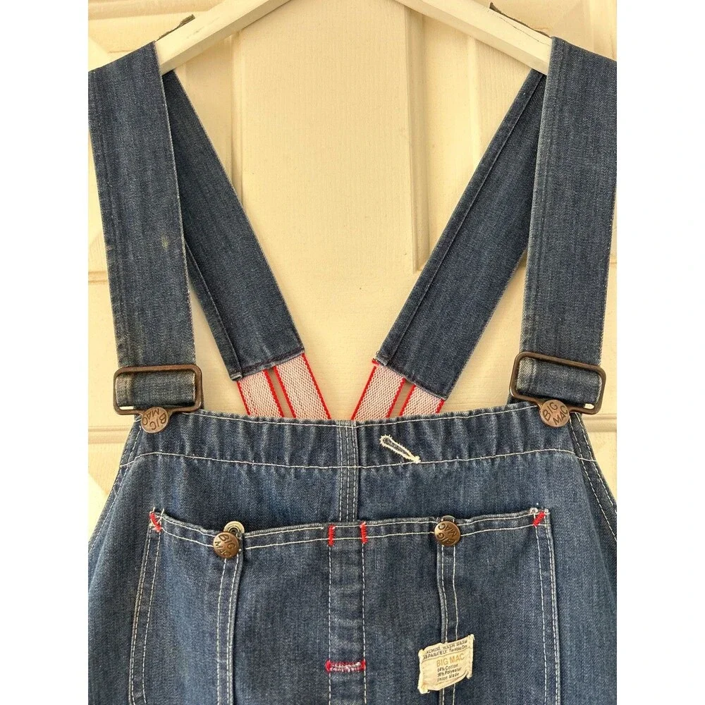 Vtg 1940s Big Mac Overalls Union Made Sanforized Blue Denim 42x29 42x28